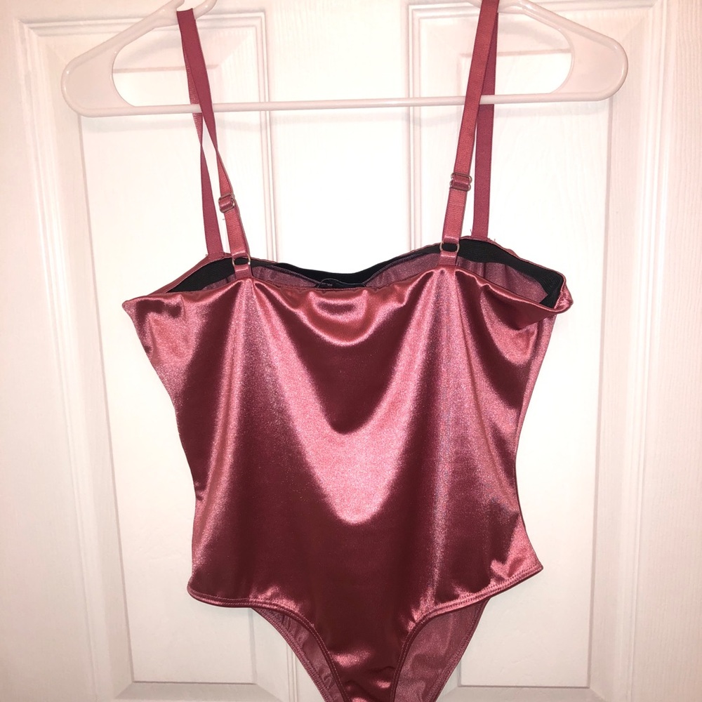 Silky material pink bodysuit